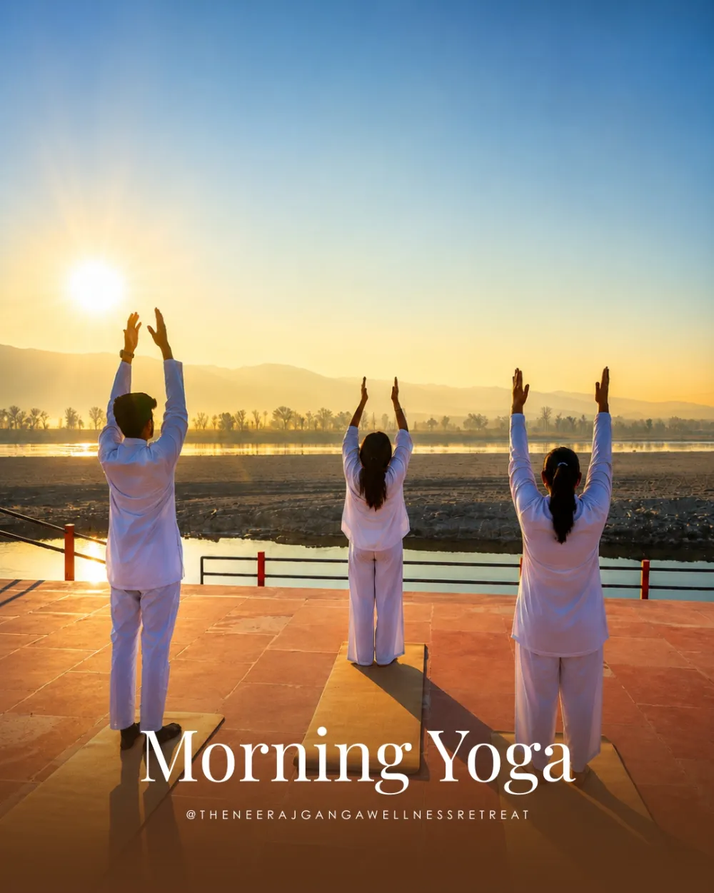 Morning yoga session at The Neeraj Ganga Wellness Retreat in Rishikesh