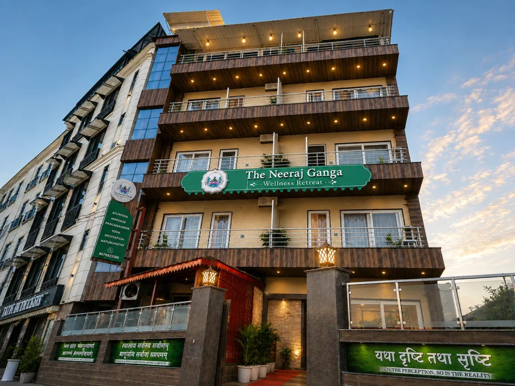 The Neeraj Ganga Wellness Retreat exterior in Rishikesh