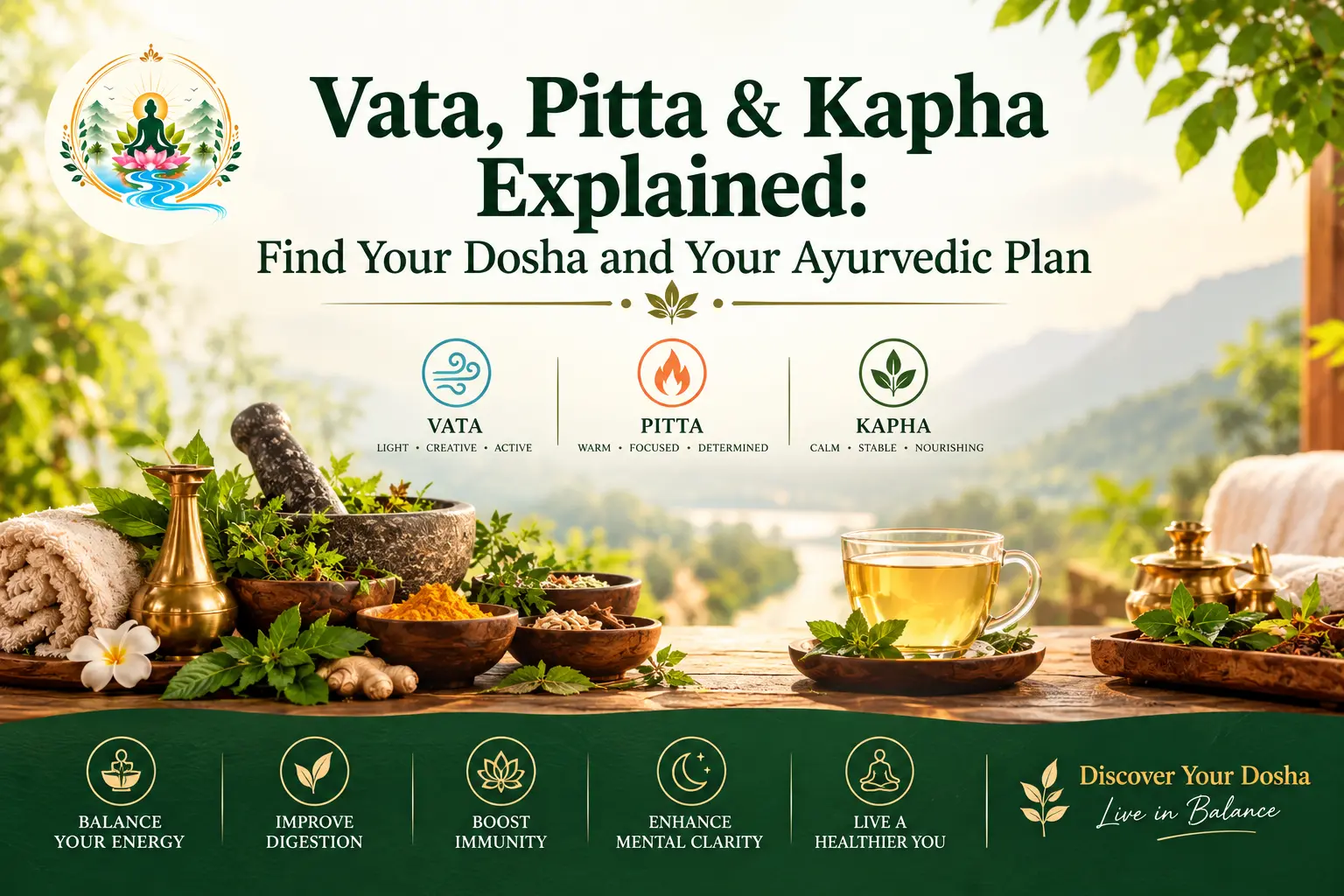 Vata, Pitta & Kapha Explained: Find Your Dosha and Your Ayurvedic Plan